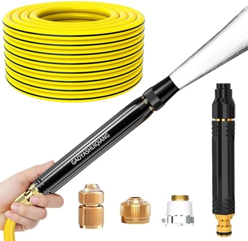 High Pressure Car Wash Gun Kit with PVC Garden Hose, Adjustable 360° Rotating Spray Nozzle, Alloy Water Gun + Burst-Proof Hose + Quick Connectors, Multi-Mode Sprayer for Car Washing,66ft by WYYHAA