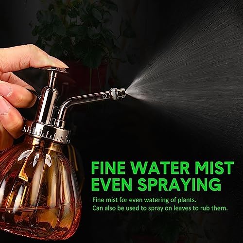 Maxdot 7 Pcs Colorful Glass Plant Mister Spray Bottle 250ml Vintage Pumpkin Spritzer with Bronze Top Pump 6.3" Tall Small Decorative Spritzer One Hand Watering Can for Plants Cleaning Gifts - Image 4