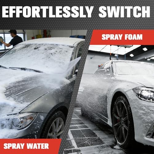 Pressure Washer Gun with Foam Cannon Kit, One-Button Switch Between Foam & Water, 1/4" Quick Connect, 5 Spray Nozzles, Car Wash Mitt, 1000-4000 PSI Pressure Washer Gun for Car Wash & House Cleaning - Image 2