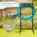 Freestanding Garden Hose Holder Hanger, Water Hose Holders for Outside with 4 Spikes, Rust-Resistant, No Drilling Needed, Detachable Water Hose Storage Stand for Yard Lawn Black - Image 2
