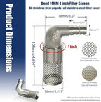 304 Stainless Steel Garden Hose Strainer, 90 Degree Elbow Inlet Filter Screen, Suitable for Water Pumps, Aquariums and Garden Irrigation, Including Hose Clamps and Sealing Tape (25mm 1inch) - Image 2