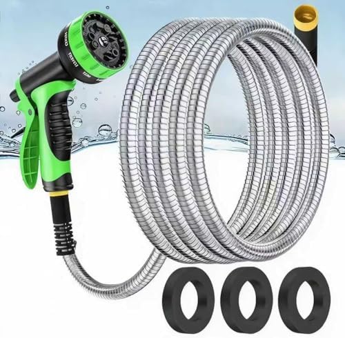 Expandable garden hose, stainless steel, 10-color nozzle, anti-tangle design(25FT Upgrade) by Unknown