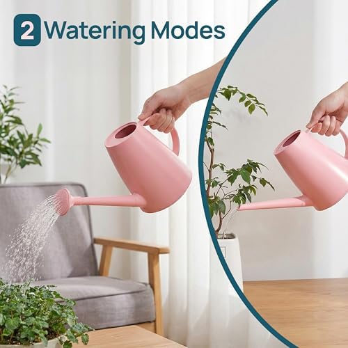 Modern 1.8 Liter Plastic Watering Can with Detachable Spout and Sprinkler Head, Designed for Controlled Pouring and Easy Handling, Pink - Image 3