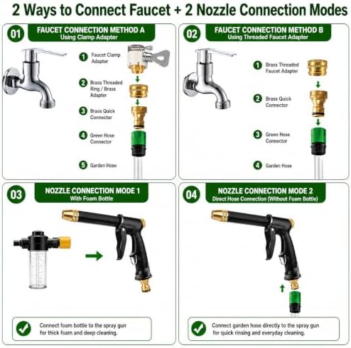 2-in-1 Foam & Direct Spray Garden Hose Nozzle with Detachable Foam Bottle - Image 2