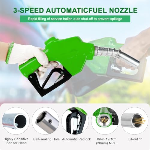 1 Inch Fuel Hose Reel With Fueling Nozzle, 50 Foot Heavy Duty Diesel Retractable, 300 PSI Industrial Auto Rewind Mount for Def Fluid Tank Truck Bed Trailer Boat Cart - Image 4