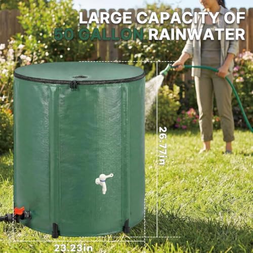 50 Gallon Rain Barrel, Collapsible Water Tank for Gutter Downspout - Image 2