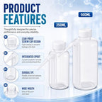 10 Pack 250ml+500ml Squeeze Wash Bottles PE Plastic Lab Wash Bottle with Down Spout Translucent Wide Mouth Lab Dispensing Bottles for Liquid Washing Tattoo Cleaning Plant Watering - Image 3