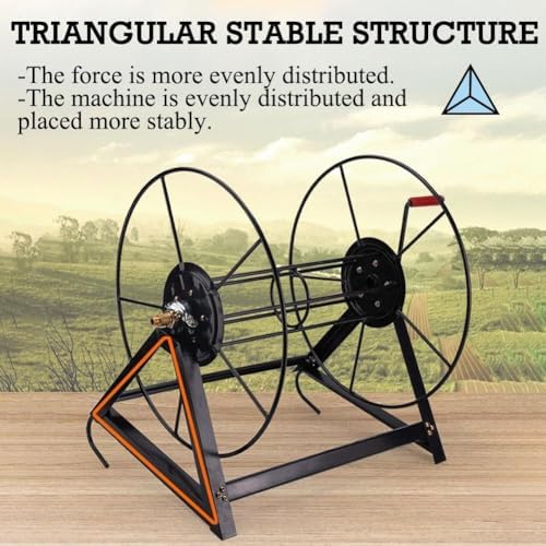 Metal Agricultural Hose Reel, Outdoor Garage Hose Reel Machine, Wall Mounted Hose Reel Cart, Handheld Garden Hose Reel, Easy Watering,Black - Image 2