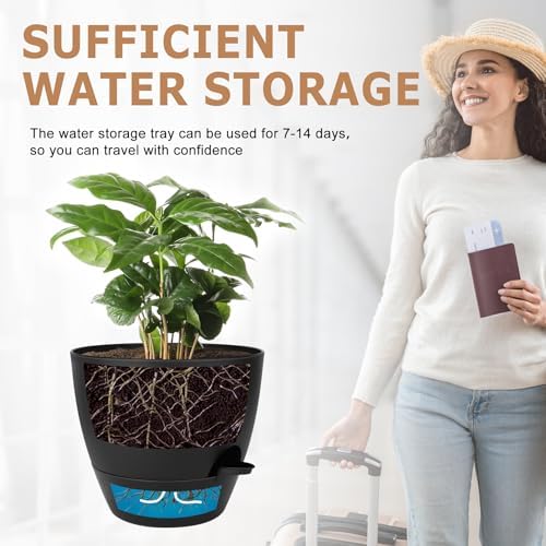 QRRICA 12/10/9 Inch Self Watering Pots for Indoor/Outdoor Plants - Image 5