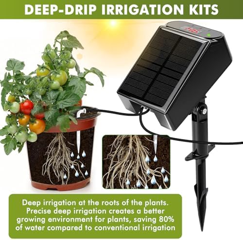 Maxmartt Solar Automatic Drip Irrigation Kit System, Solar Powered Auto Easy DIY Watering Device Supported Pots Plants, 6 Timing Modes with Anti-Siphoning Device - Image 2