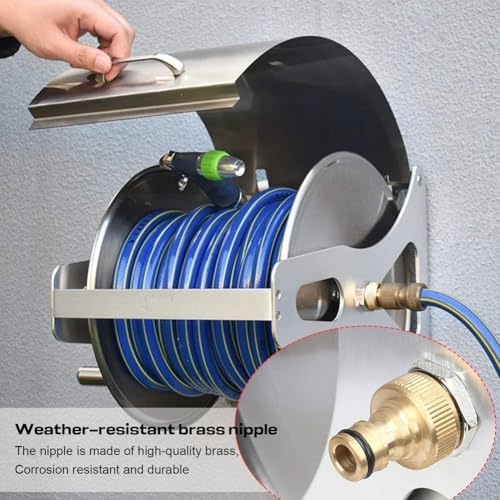 Garden Hose Reel Cart, Portable Stainless Steel Watering Storage Rack, Holds Up to 229ft 1/2 Inch Hose, Ideal for Lawn Care and Car Wash Water Pipe Organization - Image 2