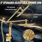 10'' Square Rain Shower Heads with Handheld, High Pressure Shower Head Combo with 11'' Adjustable Extension Arm, All Metal Shower Wand with 78'' Anti-Leak Shower Hose, 3 Way Diverter Valve, Gold - Image 4