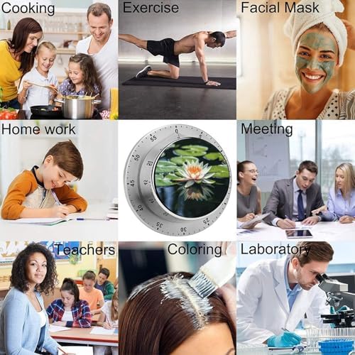 Water Lily Digital Timer for Kids Stainless Steel Mechanical Kitchen Timer Sleek Cooking Timer 60 Minute Cute Countdown Timer for Baking Cooking Home Kitchen Gift - Image 5