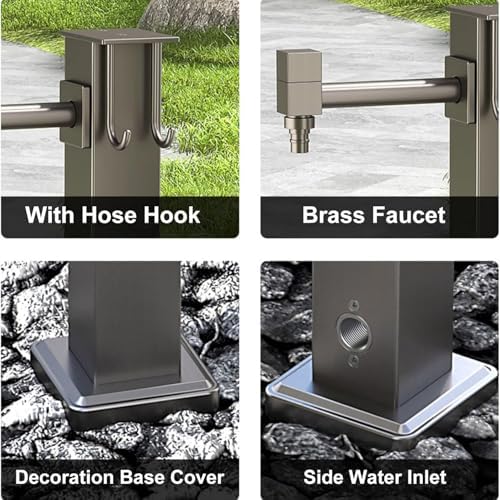 Stainless Steel Vertical Garden Water Column - Freestanding Outdoor Hose Stand, Decorative Water Feature & Outdoor Faucet for Gardens, Patios, and Yards - Image 7