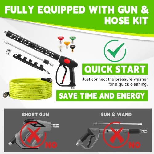 M MINGLE Pressure Washer Hose and Gun Kit, 25FT Power Wash Hose with 5 Tips - Image 2