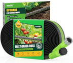 RAINPOINT Soaker Hose 25FT, 80% Water-Saving Flat Drip Hose, Leakproof and Flexible with Anodized Aluminum Ends, Double Layer Gardening Irrigation Hoses for Gardens, Vegetables and Trees, Green by RainPoint