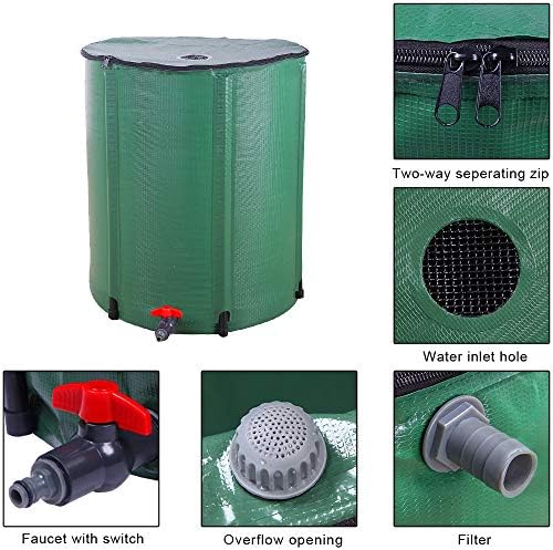50 Gallon Collapsible Rain Barrel, Portable Rain Water Collection Barrel, Rainwater Collection System with Spigots and Overflow Kit, Rain Barrels to Collect Rainwater from Gutter for Garden - Image 4