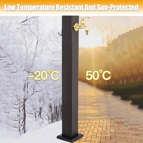 Outdoor Vertical Square Garden Water Column, Stainless Steel freestanding Hose Stand with Faucet, Yard Hydrant for Patio Lawn Irrigation Washing(80cm/31.5in) - Image 5