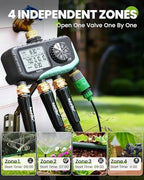 RAINPOINT Sprinkler Timer 4 Zone, Water Timer for Programmable, for Soaker Hose with Rain Delay/Manual/Automatic Watering System, Digital Irrigation for Yard, Lawn - Image 5