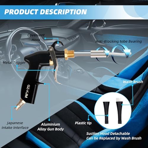 High Pressure Car Interior Spraying Washing Gun with 2 Set Nozzle Sprayer Connector Air Pulse Car Washing Equipment Tool (Upgrade-Dust blow gun) - Image 4