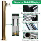 Antique Bronze Outdoor Water Column with Faucet Hose Stand, Stainless Steel Garden Tap Vertical Floor Mounted Hydrant Water Spigot for Irrigation Washing, 50/86cm(Bottom Inlet,50cm/19.7in,Style 1) - Image 3