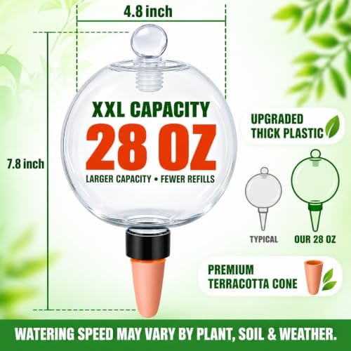 2 Pack 28 oz XXL Extra Large Self Watering Globes to 3+ Weeks Watering - Image 2