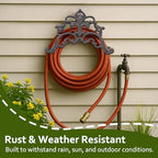 Cast Iron Garden Hose Holder, Sturday Wall Mount Hose Storage (Brown) - Image 2