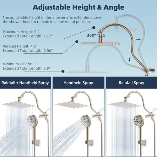 Hibbent All Metal cUPC Certified High Pressure Rainfall 8'' Shower Head - Image 6