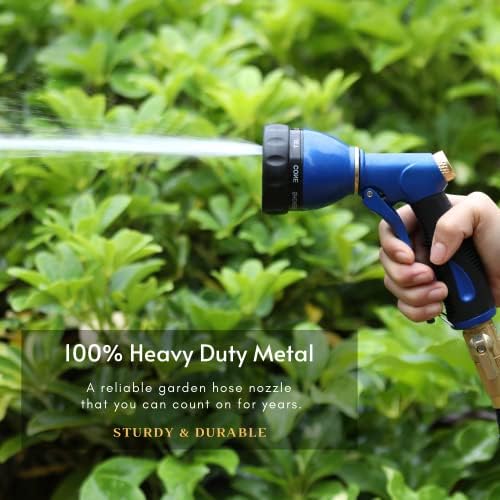 HOSUN Garden Hose Nozzle Sprayer Heavy Duty, 100% Metal Water Hose Nozzle with 8 Spray Patterns, High Pressure Hose Spray Nozzle with Non-Slip Grip for Watering Plant & Lawn, Washing Car & Pet, Green - Image 6
