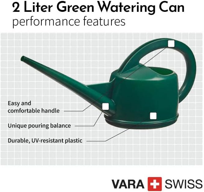 Consolidated Plastics Durable Swiss Watering Can with UV Protection, Ergonomic Handle for Indoor/Outdoor Gardening, Made in Switzerland (2 Liter, Green) - Image 2