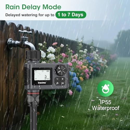 Water Timer, Digital Irrigation Controller System with Rain Delay/Manual Mode/Automatic, Programmable Hose Timers for Outdoor Garden Yard Lawn - Image 5
