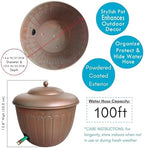 BSTGIFTS Garden Water Hose Holder - Decorative Metal Pot, Metal Hose Storage Pot, Garden Storage Organizer, Patio Portable Bucket - Antique Copper Accents, Holds up to 100ft Hoses (Embossed) - Image 7