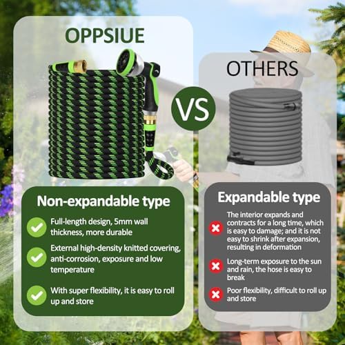 Garden Hose Non-Expanding 100ft, Flexible Water Hose with 10 Function Spray Nozzle, Lightweight, Kink Free,Leak Proof Water Hose for Outdoor,Yard, Lawn, Car Wash, Pet,RV (100FT) - Image 6