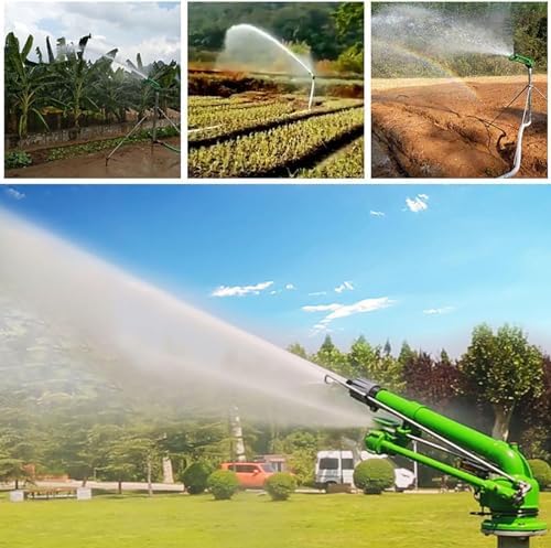 McbeAn Lawn Sprinkler Gun, Heavy-Duty Metal Pulse Sprinkler, with 18mm/20mm/22mm Replacement Nozzle, Range Diameter 40-100 Meters, Working Pressure Adjustable 4-8bar, for Outdoor Use - Image 7
