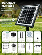 Drip Irrigation System, Automatic Watering Kit for 15 Pots, 49ft Watering System with 6 Timers & 2200mah Battery, Intelligent Plant Hydration Device, Solar Powered for Garden Patio Lawn - Image 7