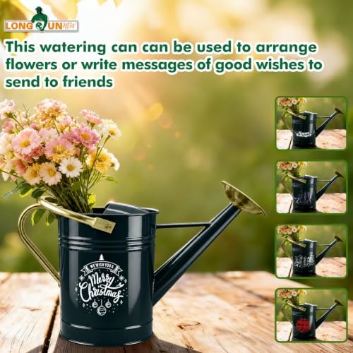 Gold Galvanized Iron Watering Can for Indoor Plants, DIY Watering Cans for House Plant Garden Flower, Long Spout Water Can for Outdoor Watering Plants 6.44L 1.7Gallon (Dark Green) - Image 7
