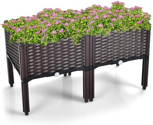 S AFSTAR Raised Garden Bed with Removable Legs & Brackets, 2 Pack Elevated Garden Planter Kits for Flowers Fruits Vegetables, Multiple Combination Planting Box Container for Garden Patio Balcony by Safstar