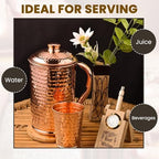 100% Pure Copper Pitcher 50.72 Oz / 1500 ml | Drinking Water Traditional Hammered Pitcher With Lid | Copper Jug Handle Water Bottle | Ayurveda Health Benefits | Serving Water in Daily Use - Image 5