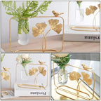Xmas Glass Vase for Hydroponics Plants, Nordic Ginkgo Leaf Ornament - Image 3
