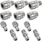 Hotop Npt 3/8 Inch Stainless Steel Male and Female Quick Connector, 4 Sets by HOTOP