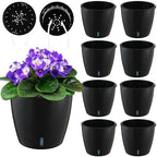 Planterhoma 6.7 Inch Self Watering Pots for Indoor Plants, 8 Packs Self Watering Planters for Orchid, Spider Plant, Devil's Ivy & African Violet, Water Indicator & Black Wick Pots, Black by Planterhoma