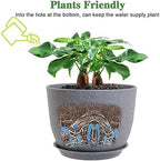 UOUZ 12/10/9 Large Modern Plant Pots, Plastic Planters with Drainage Holes and Saucers for Indoor Outdoor Plants Flowers, Grey Speckles - Image 4