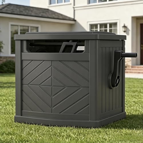 150 ft Hose Reel with Sliding Track Hose Guide, Outdoor Hose Storage with Crank Handle for 5/8 Inch Hose, Gray by Unknown