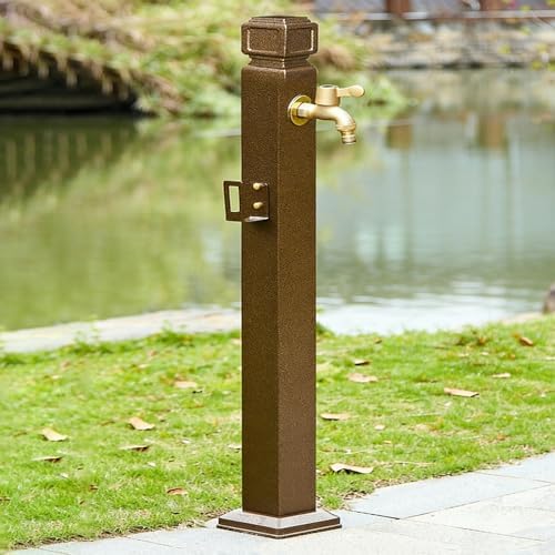 Vertical Square Garden Water Column with Faucet - Decorative Copper Red Water Hose Stand, Floor Mounted Dispenser for Patios, Lawns, and Backyards by Unknown