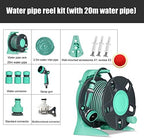 Retractable Garden Hose Reel with 1/2-Inch Hose, Wall Mounted/Portable Tote Hose Reel Holder Water Pipe Rack, Includes Heavy-Duty Hoses &Storage Shelf and Nozzles, for Gardening Car Cleaning Waterin - Image 2