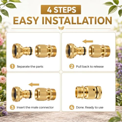 Shimeyao Brass Hose Quick Connect Fittings 3/4" BSPP, 16 Sets Female Male - Image 4