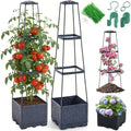 2 Pack Raised Garden Bed Tomato Planter with Trellis - 45" Self Watering Planters Box with Trapezoidal Trellis for Climbing Plants Vegetables Flowers - Tomato Cages for Greenhouse Indoor Outdoor by Lancisism
