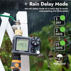 Sprinkler Timer with Brass Inlet, Water Timer for Garden Hose with Auto/Manual/Rain Delay Mode, Easy Setup Hose Timers for Lawn, Garden, Vacation Watering,1 Outlet - Image 4