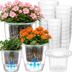Self Watering Plant Pots, 3.5''/4.3''/5.1'', Transparent, 24 Pcs by Ferrochef