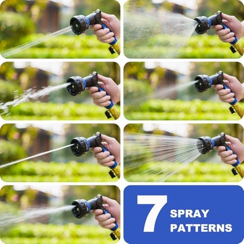 HOSUN Heavy Duty Garden Hose Nozzle Metal, 7 Spray Modes Thumb Control Blue - Image 3
